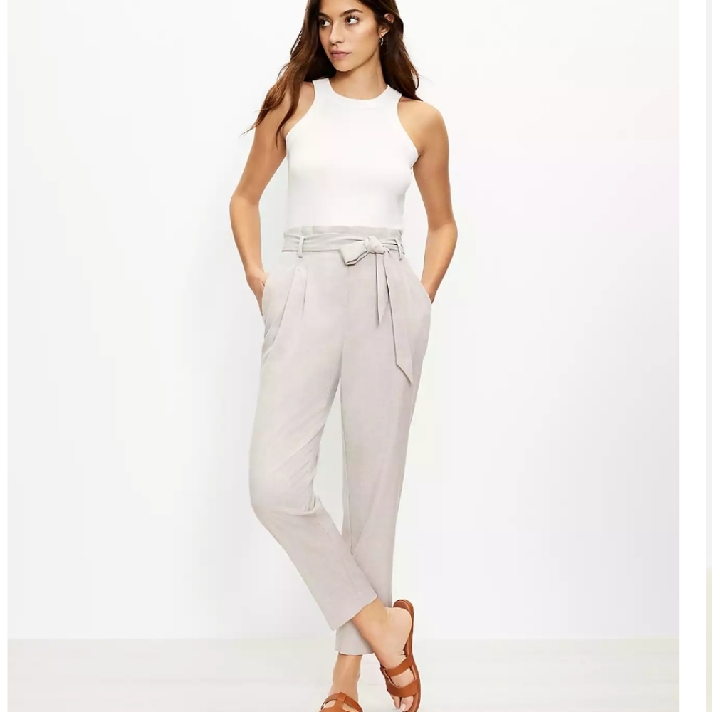 LOFT Plus Tie Waist Tapered Pant